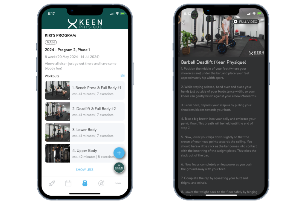 Image of Keen Physique App for online personal training